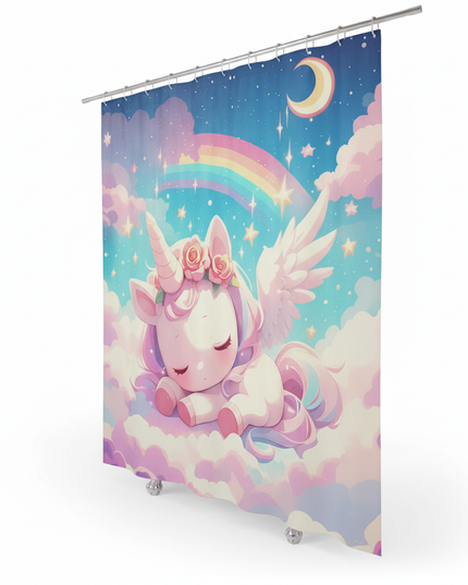 unicorn pegasus shower curtain - white-bg