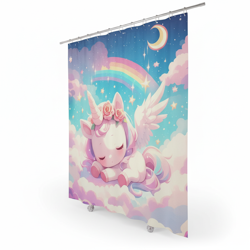 unicorn pegasus shower curtain - white-bg