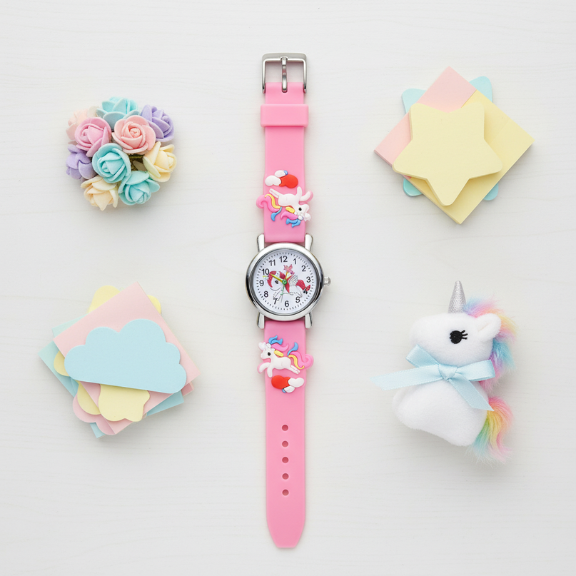 winged unicorn watch - flat-lay