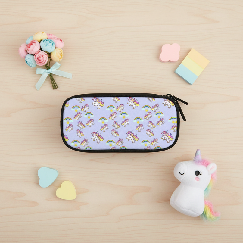 unicorn pencil case for kids - flat-lay