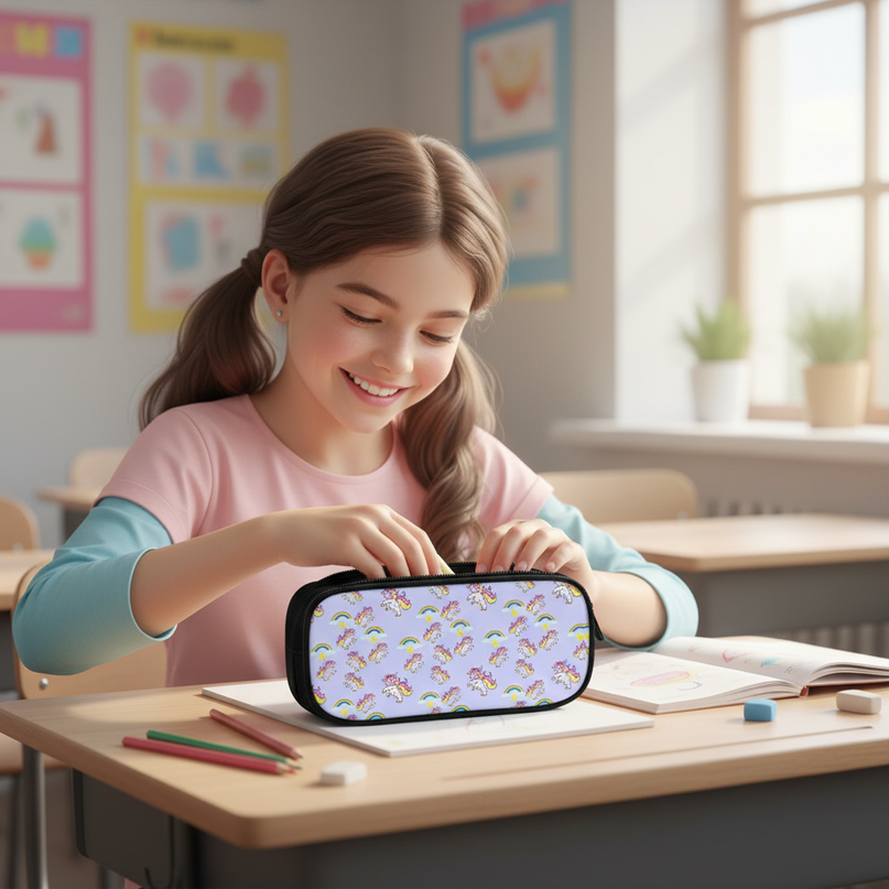 unicorn pencil case for kids - in-use