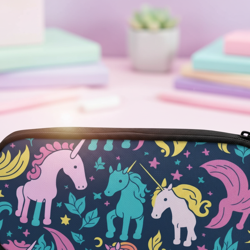 unicorn pencil case for school - detail