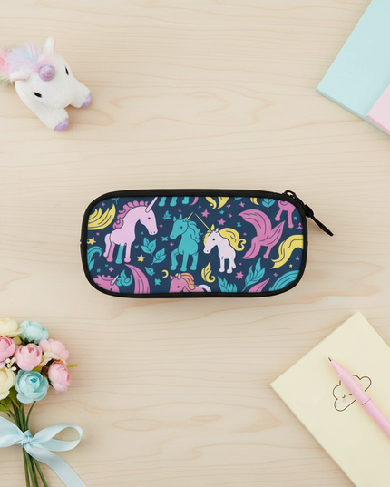 unicorn pencil case for school - flat-lay