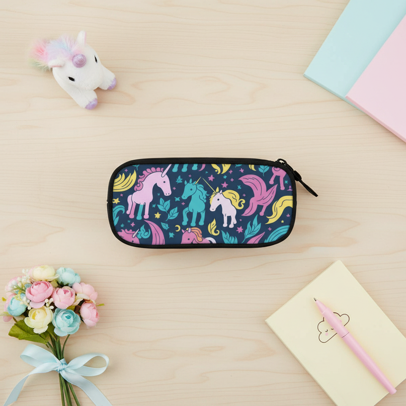 unicorn pencil case for school - flat-lay