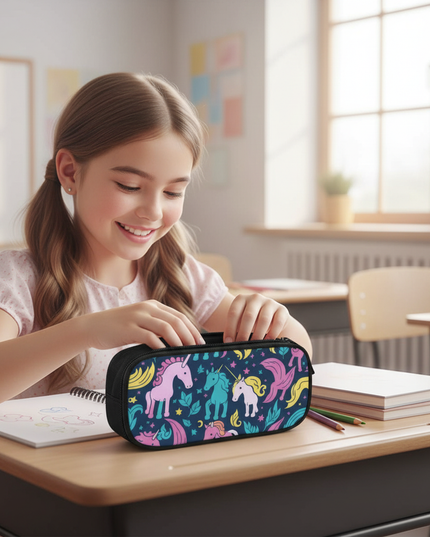 unicorn pencil case for school - in-use