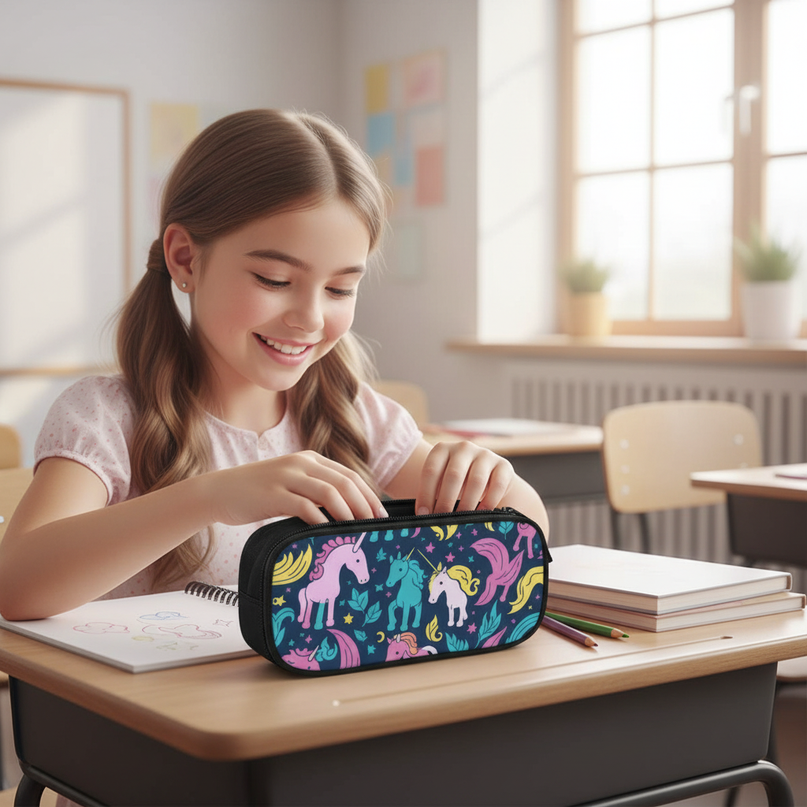unicorn pencil case for school - in-use