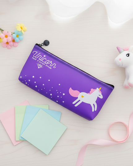 unicorn pencil pouch - flat-lay