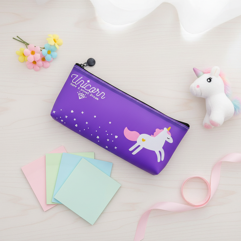 unicorn pencil pouch - flat-lay