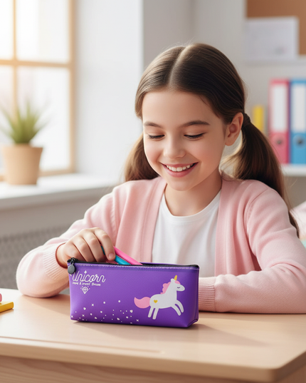 unicorn pencil pouch - in-use