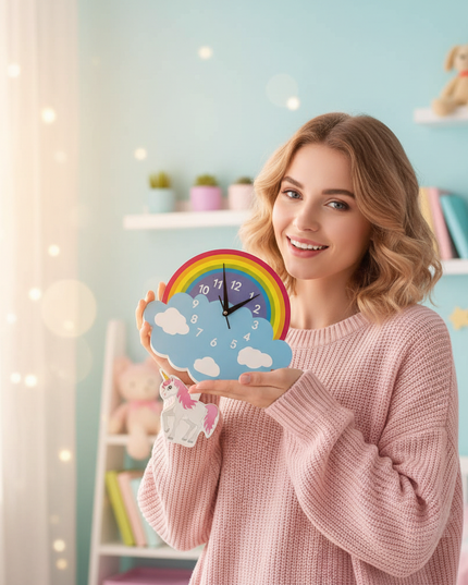 unicorn pendulum clock - in-use
