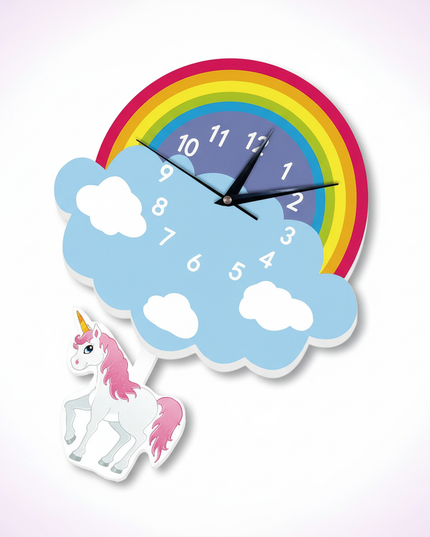 unicorn pendulum clock - white-bg