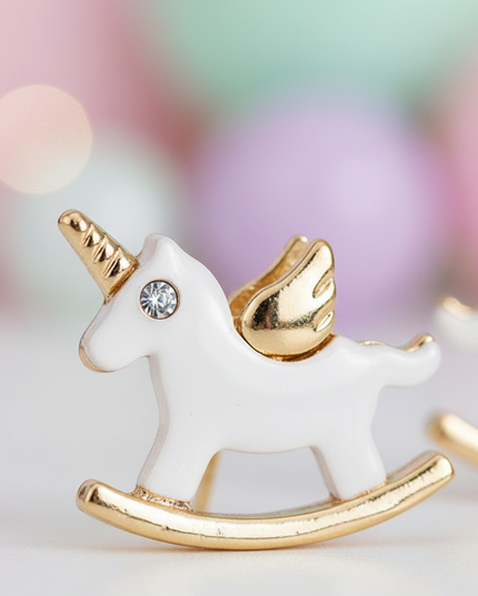 unicorn pierced earrings - detail