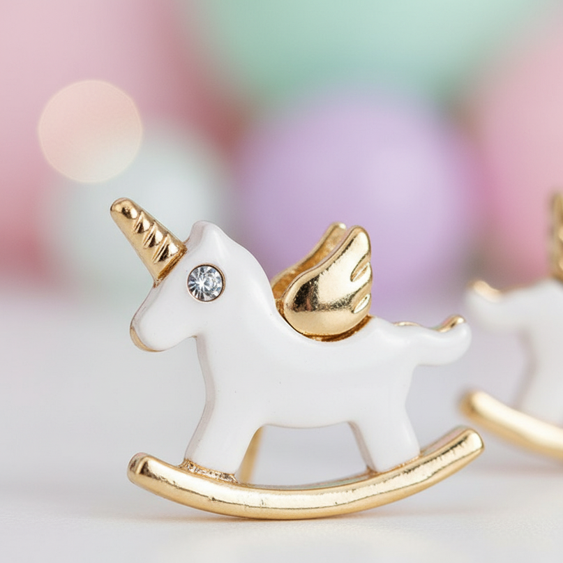 unicorn pierced earrings - detail