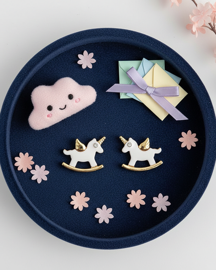unicorn pierced earrings - flat-lay