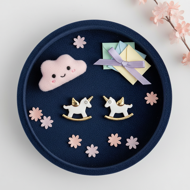 unicorn pierced earrings - flat-lay