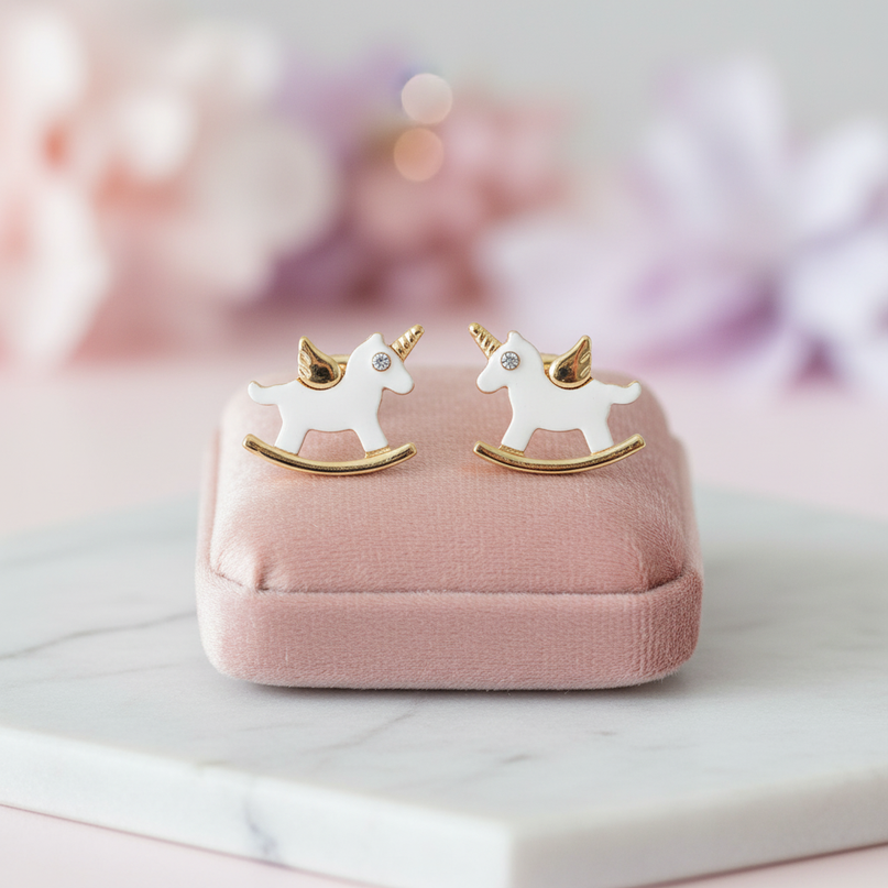 unicorn pierced earrings - lifestyle