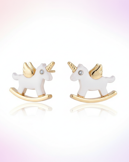 unicorn pierced earrings - white-bg