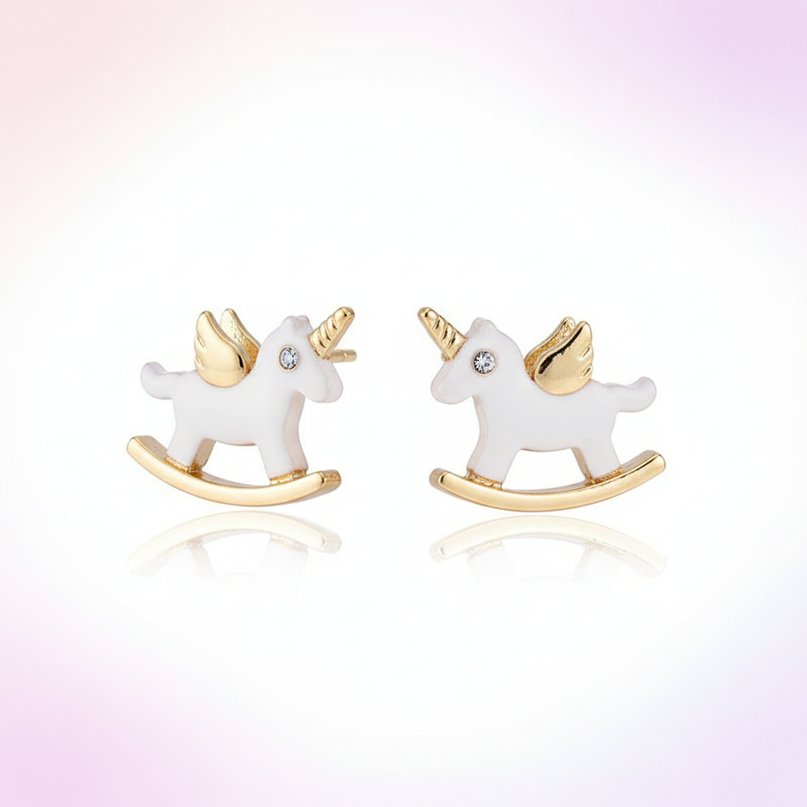 unicorn pierced earrings - white-bg