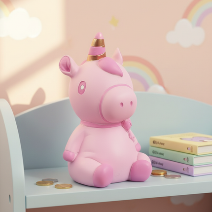 unicorn pig piggy bank - lifestyle