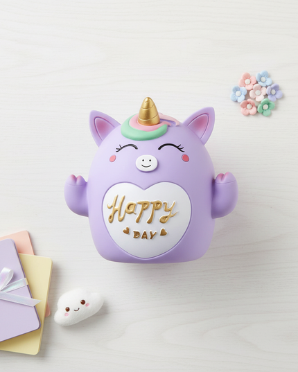unicorn piggy bank girls - flat-lay
