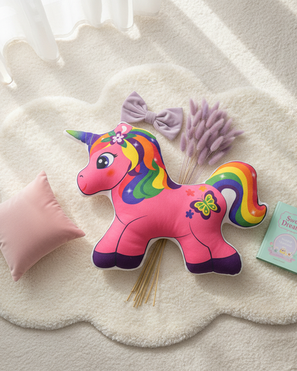 unicorn pillow plush - flat-lay