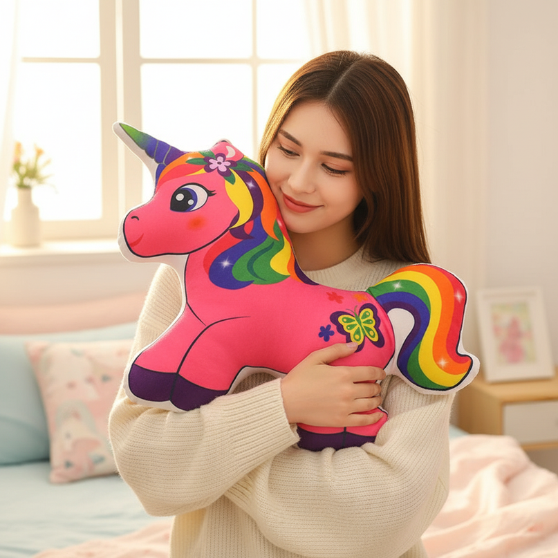unicorn pillow plush - in-use