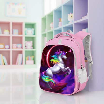 unicorn pink purple school backpack - lifestyle
