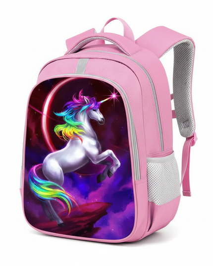 unicorn pink purple school backpack - white-bg