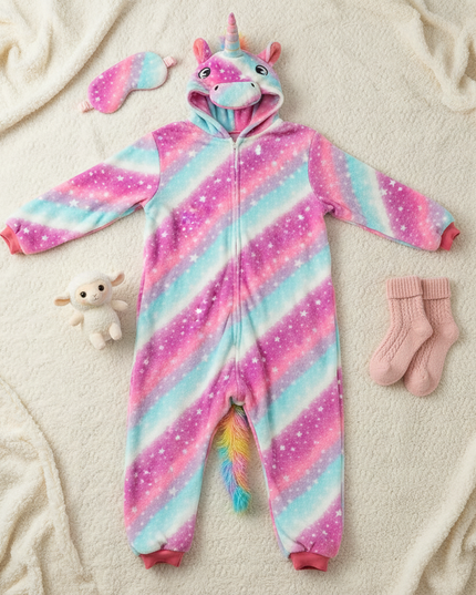 unicorn pj onesie - flat-lay