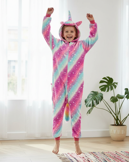 unicorn pj onesie - in-use