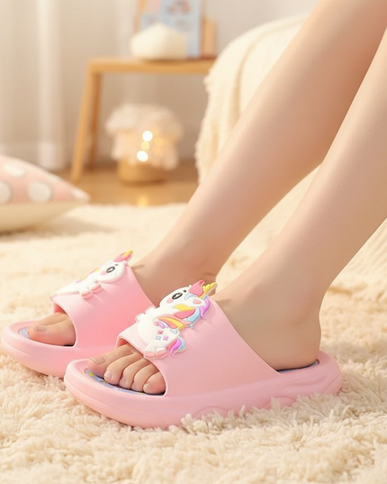 unicorn platform slippers - in-use