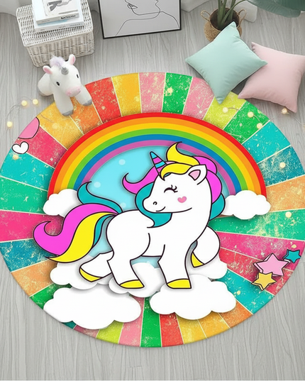 unicorn playroom rug - flat-lay