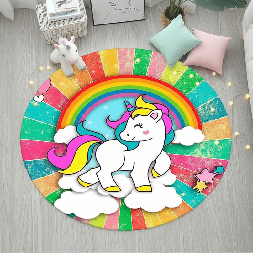 unicorn playroom rug - flat-lay
