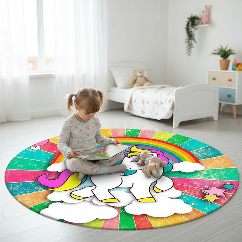 unicorn playroom rug - in-use