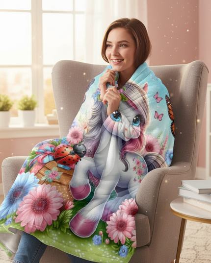 unicorn plush blanket - in-use