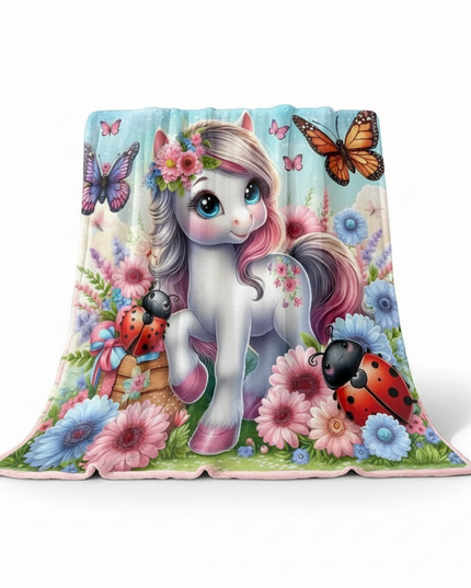 unicorn plush blanket - white-bg
