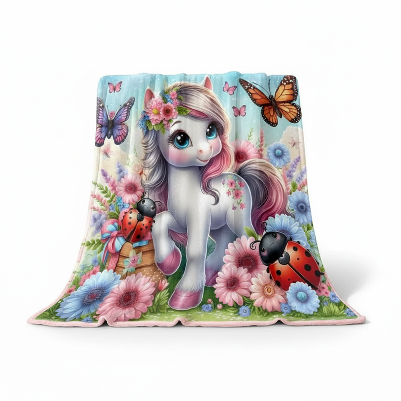 unicorn plush blanket - white-bg