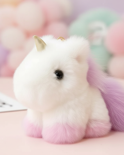 unicorn plush keychain charm - detail