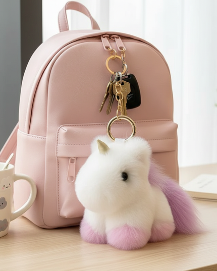 unicorn plush keychain charm - lifestyle