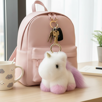 unicorn plush keychain charm - lifestyle