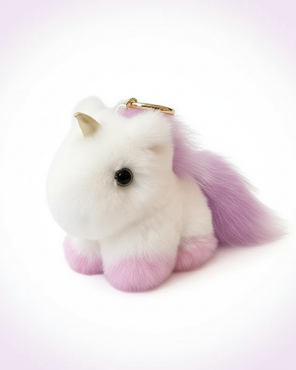 unicorn plush keychain charm - white-bg