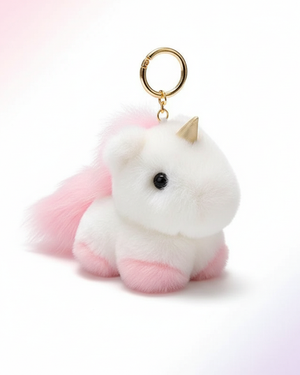 unicorn plush keychain - white-bg