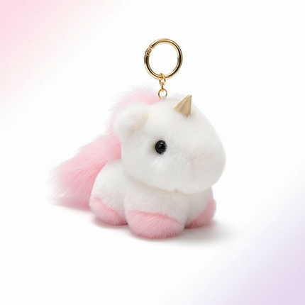 unicorn plush keychain - white-bg