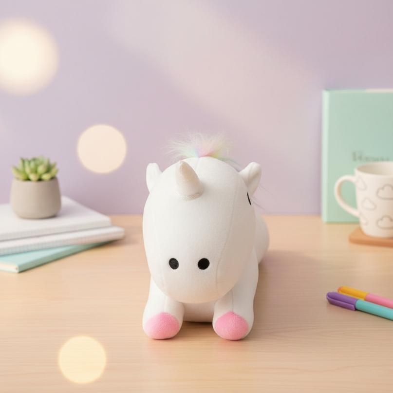 unicorn plush pencil case - lifestyle