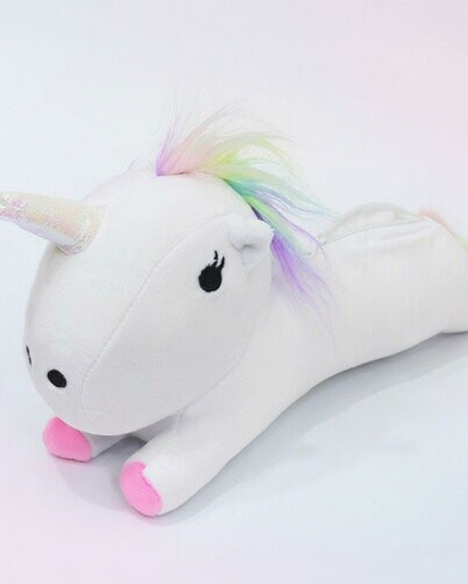 unicorn plush pencil case - white-bg
