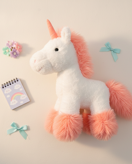 unicorn plush pillow - flat-lay