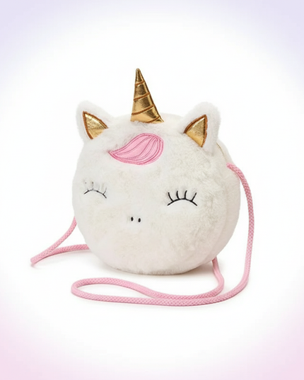 unicorn plush purse - white-bg