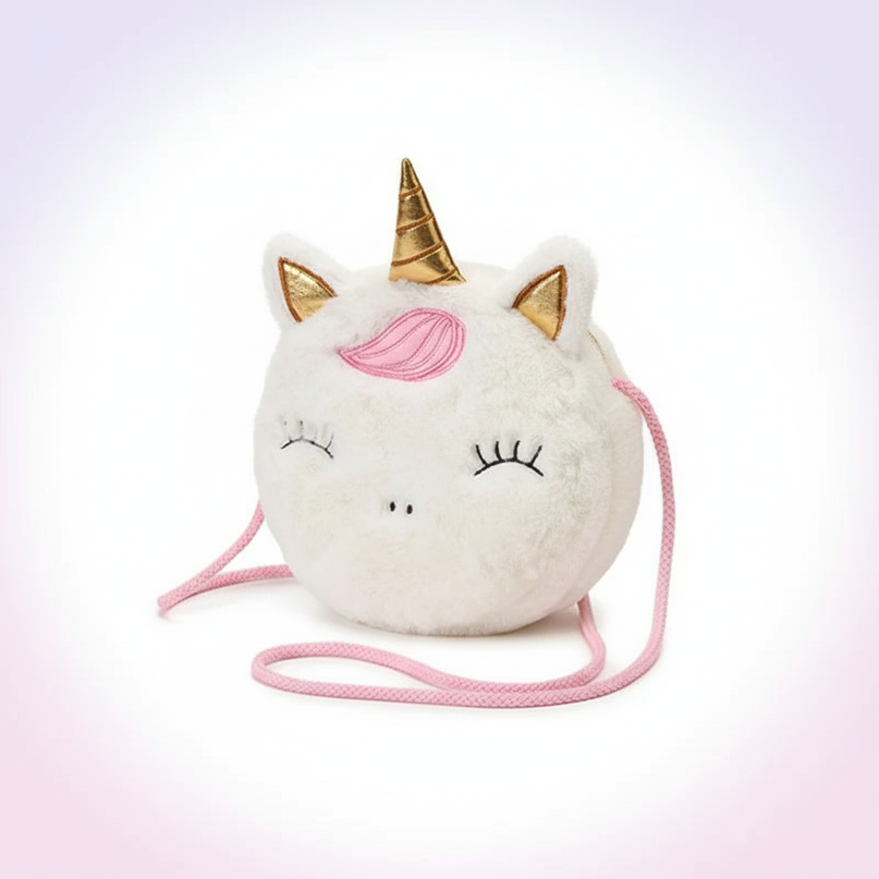 unicorn plush purse - white-bg