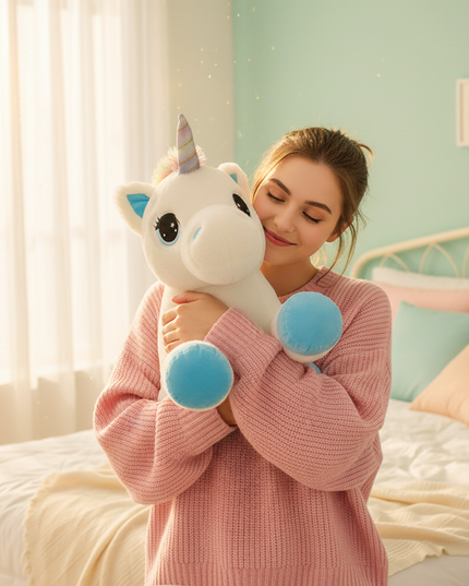unicorn plush rainbow - in-use