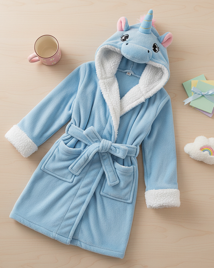 unicorn plush robe - flat-lay